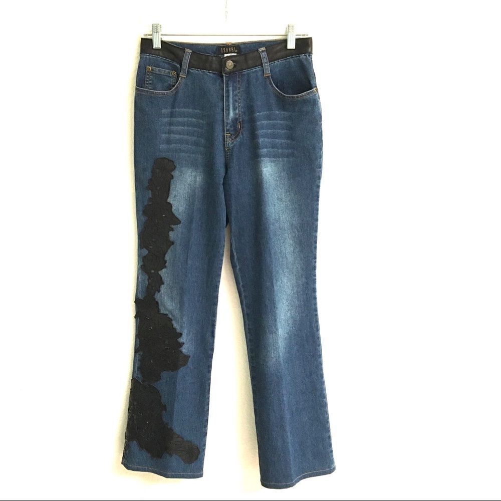 ‎Isabel genuine leather accented boot cut jeans 4